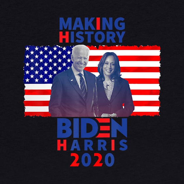 Biden Harris Vice 2020 US Flag Photo Making History T-Shirt by Danielss